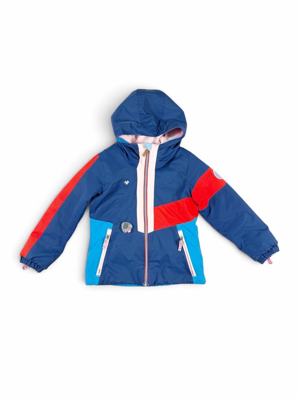 Obermeyer Livia Girls Insulated Ski Snow Jacket Blue Pink Size 7